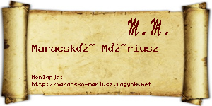 Maracskó Máriusz névjegykártya